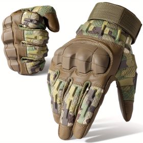 Tactical Gloves for Men - Touch Screen, Non-Slip, Full Finger Protection for Shooting, Airsoft, Military, Paintball, Motorcycle, Cycling, Hunting (Color: Camouflage, size: S)