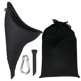 Portable Silicone Urinal For Women; Reusable; Dewable; Emergency Urinal In Car; Emergency Urinal With Hook And Catheter; With Waterproof Storage Organ (Color: Black)